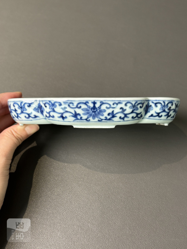 清嘉庆 青花御题诗文海棠洗 - 图7